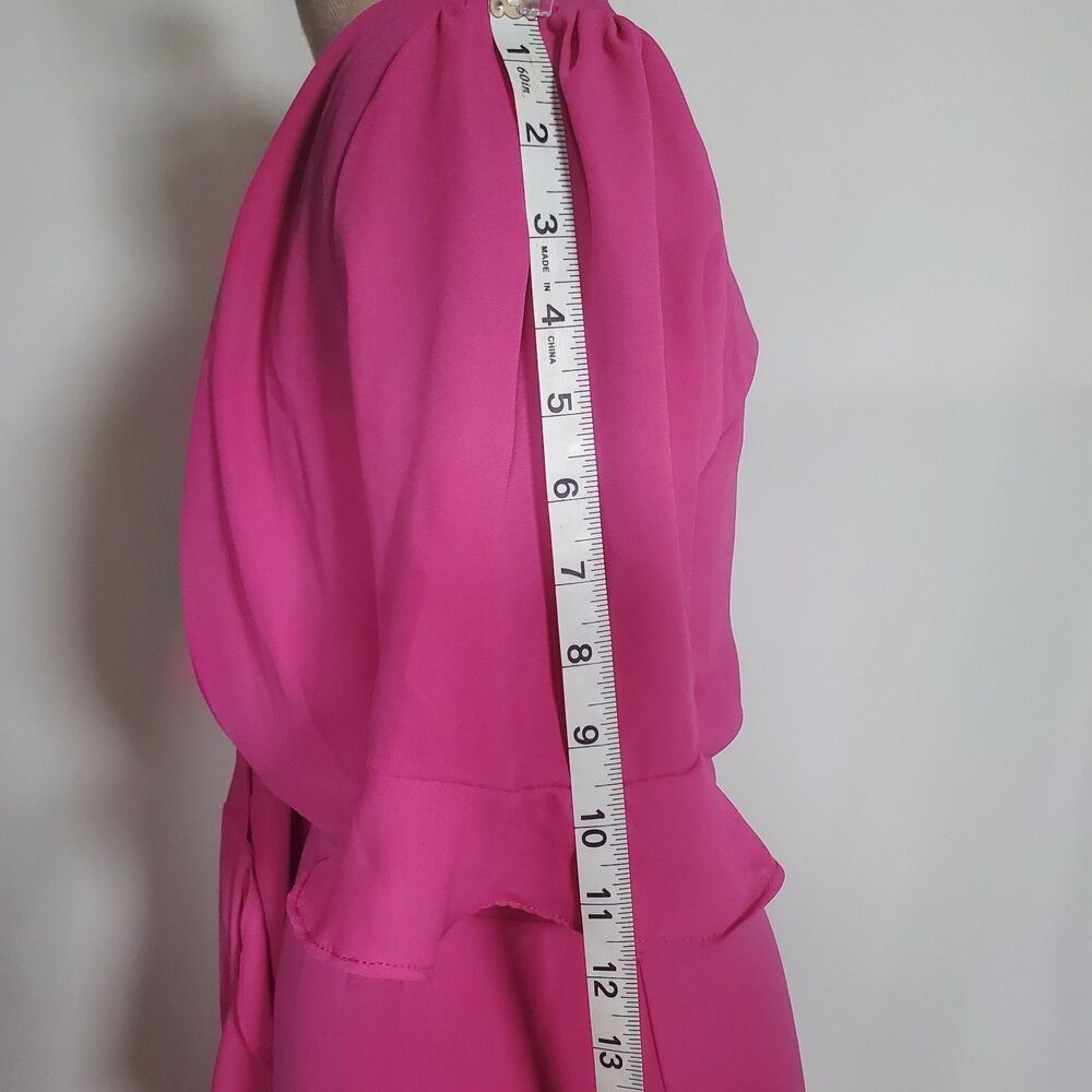 Lulu's Women’s Wrap Dress Size XS Hot Pink Ruffle Flowy High Low Short Sleeve - Picture 12 of 12